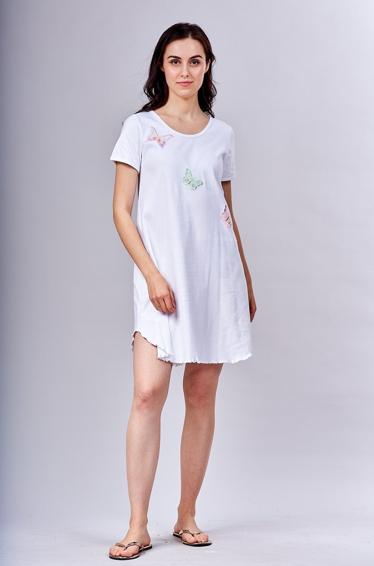 8602 Short gown with short sleeves