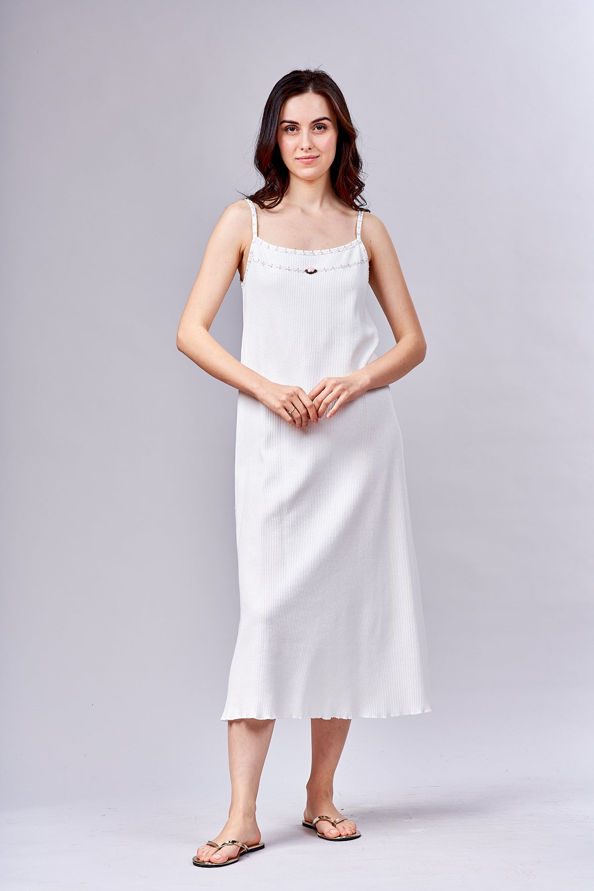 8504 Long gown with spaghetti straps