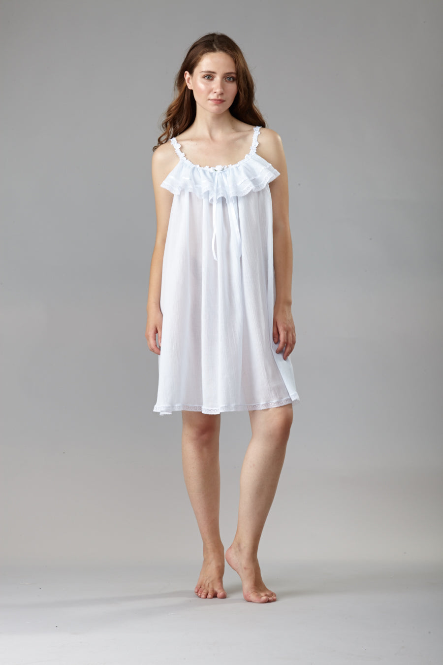 3501 - Short gown w ruffle- ONLY ONE LEFT (size Large)