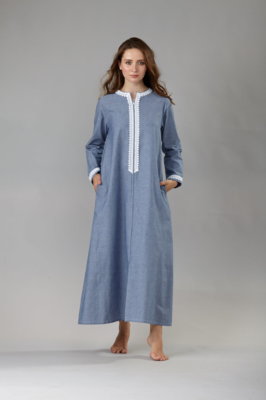 5008 - Long zipped caftan-  FINAL SALE- No returns, refunds or exchanges