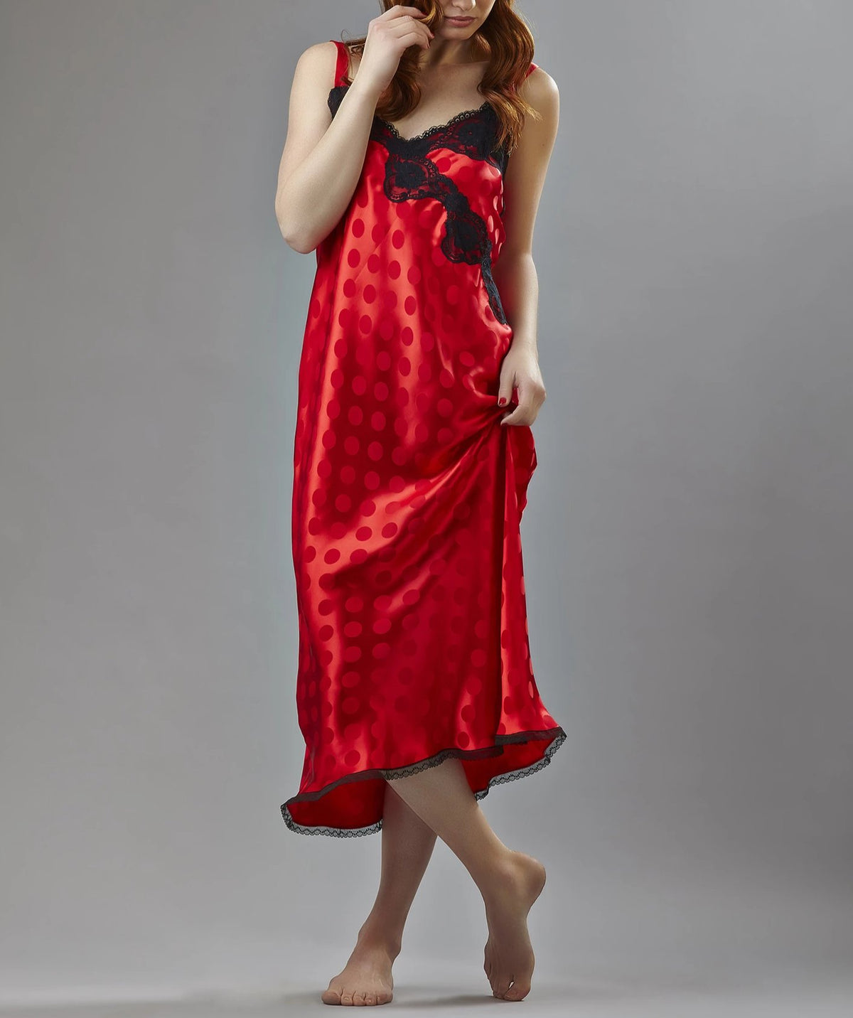 39561 - Silk Jacquard long gown- on sale