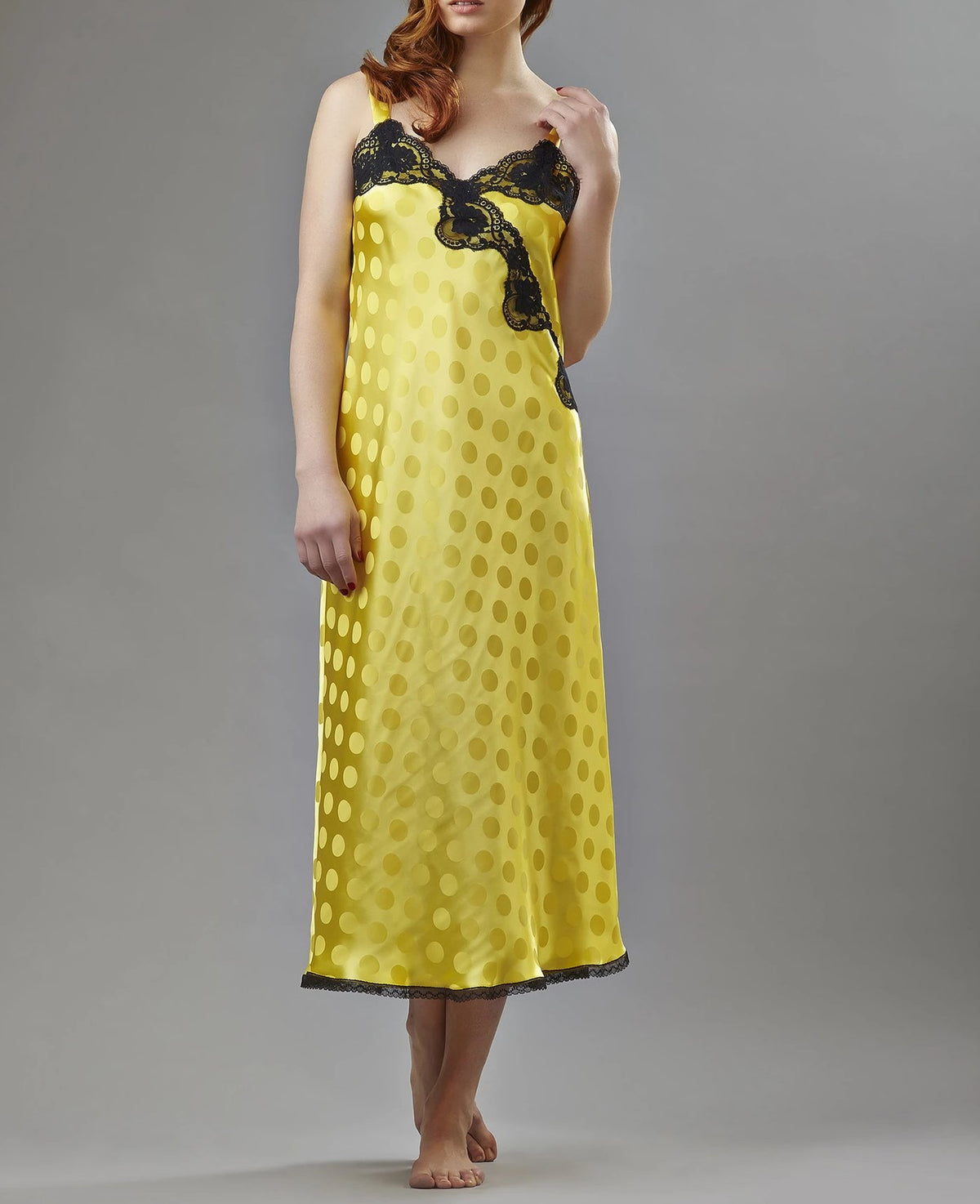 39561 - Silk Jacquard long gown- on sale