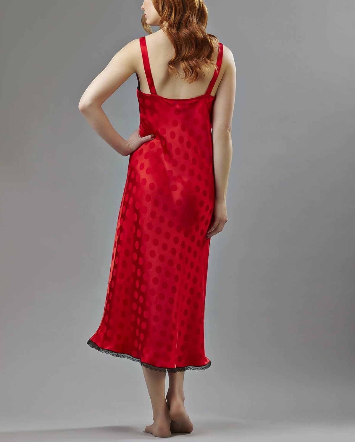 39561 - Silk Jacquard long gown- on sale