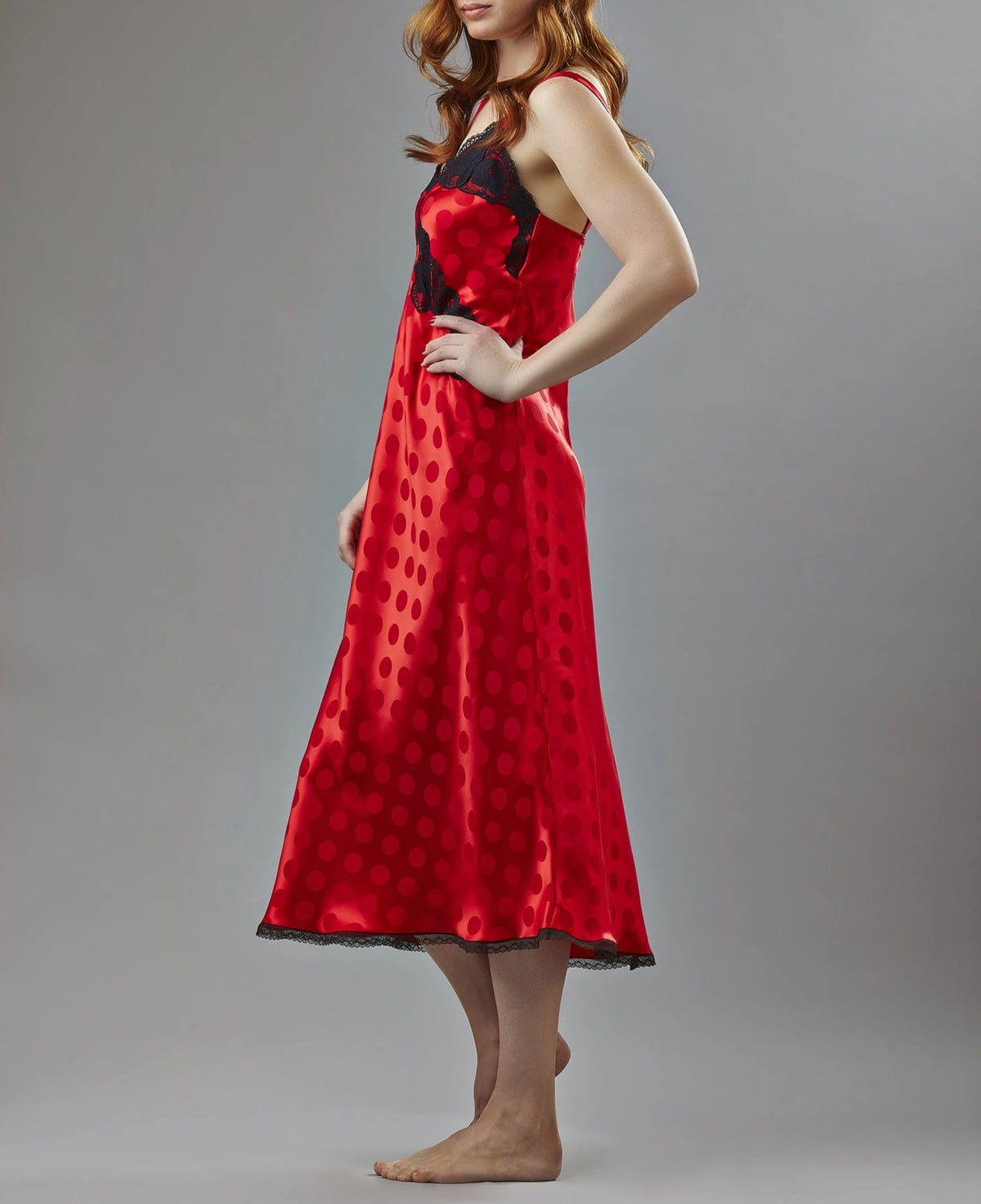 39561 - Silk Jacquard long gown- on sale