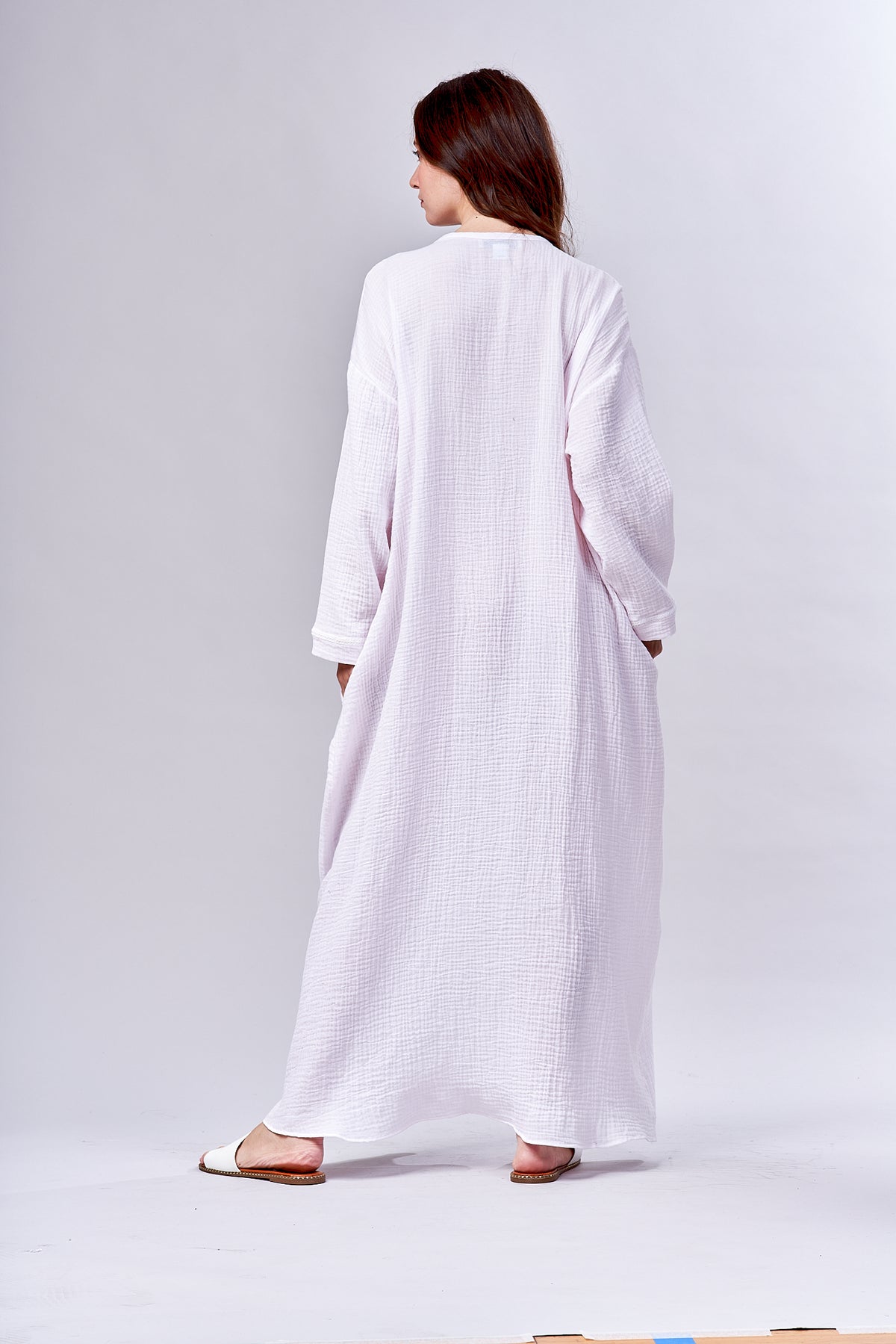 3029 - Long  Caftan- New White Gauze