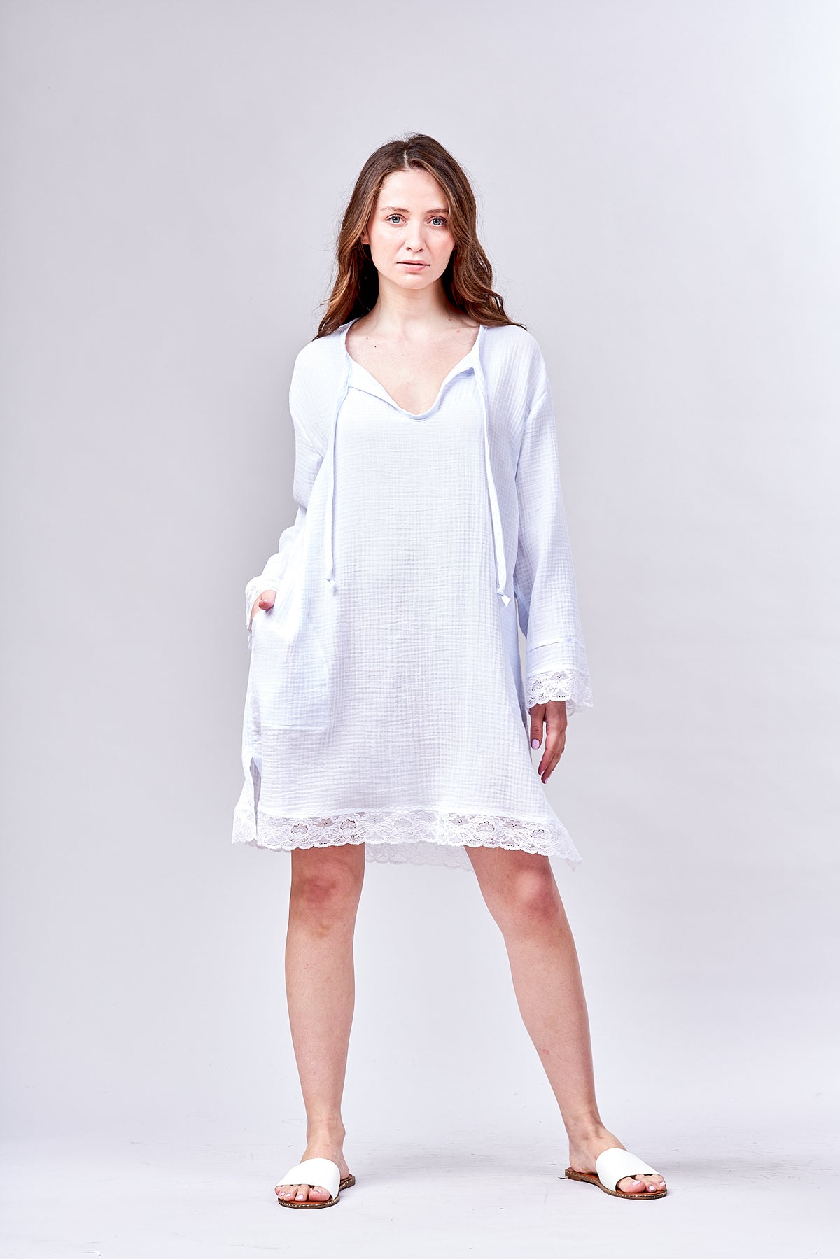 3027 - Short Caftan - New White Gauze