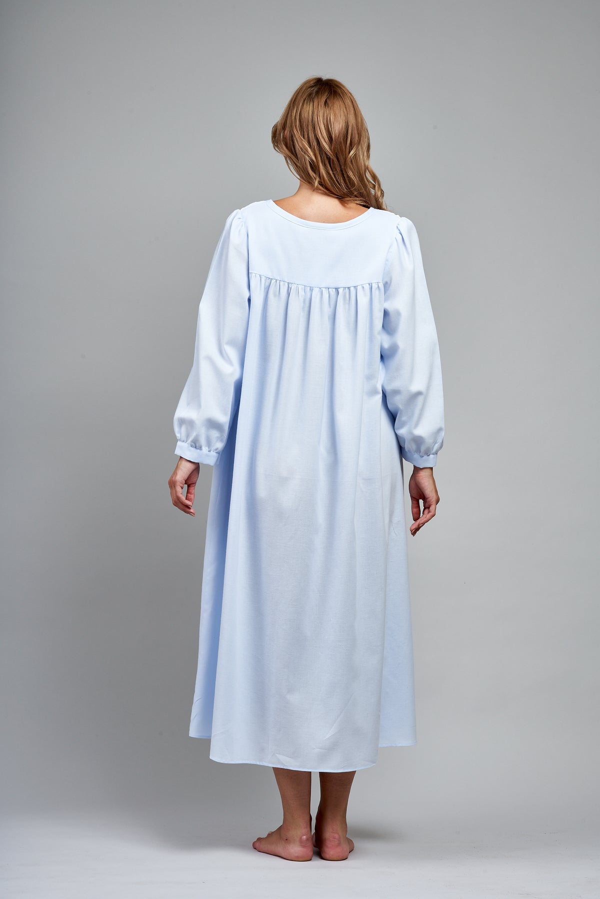 9011 Flannel Long gown with ties