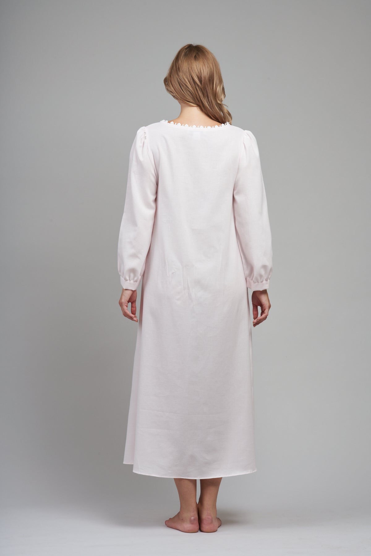 9016  Long gown with low yoke