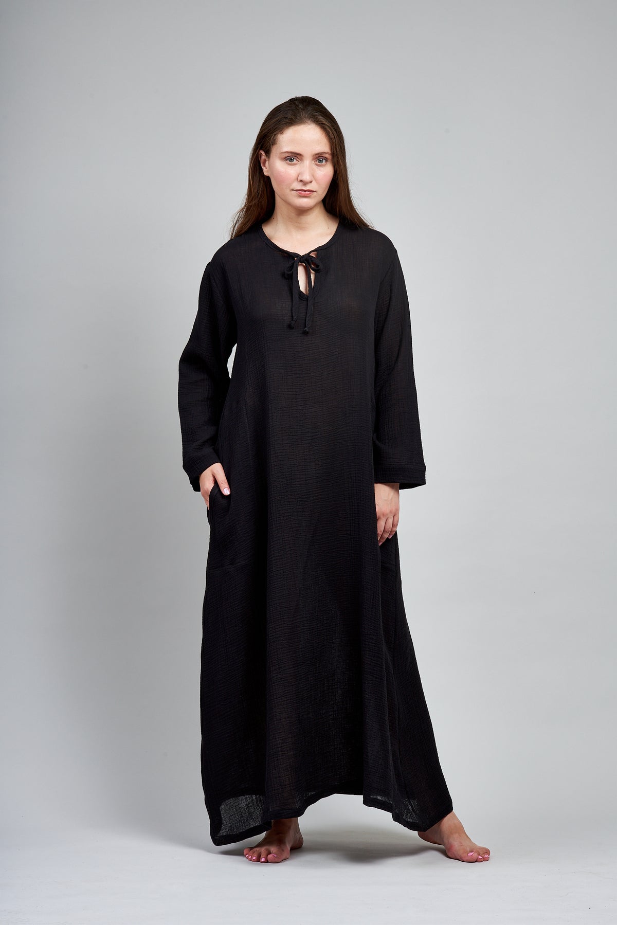 3106 - Long Caftan- Black