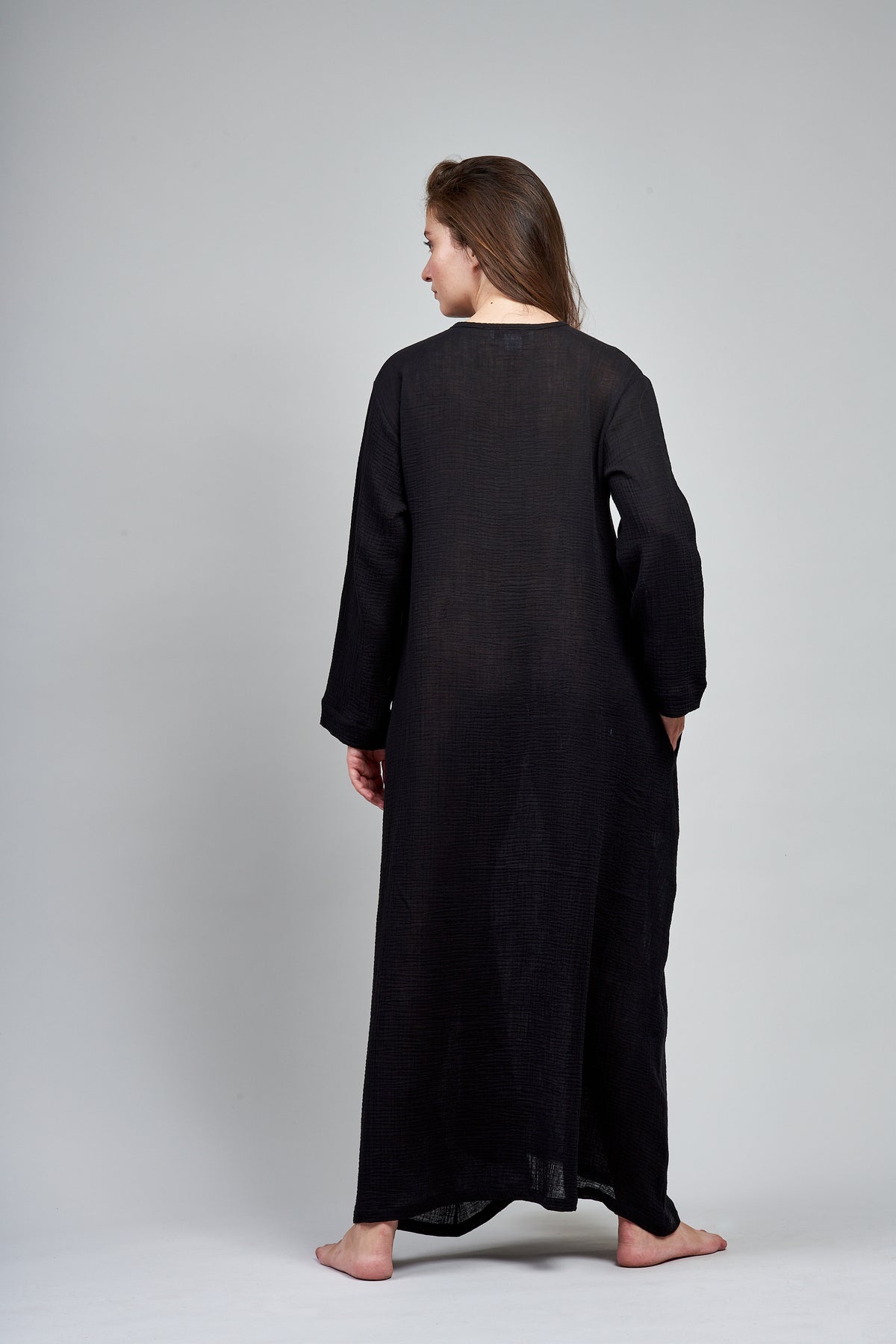 3106 - Long Caftan- Black