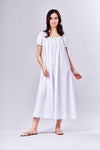 6504 Long gown w puffed sleeves