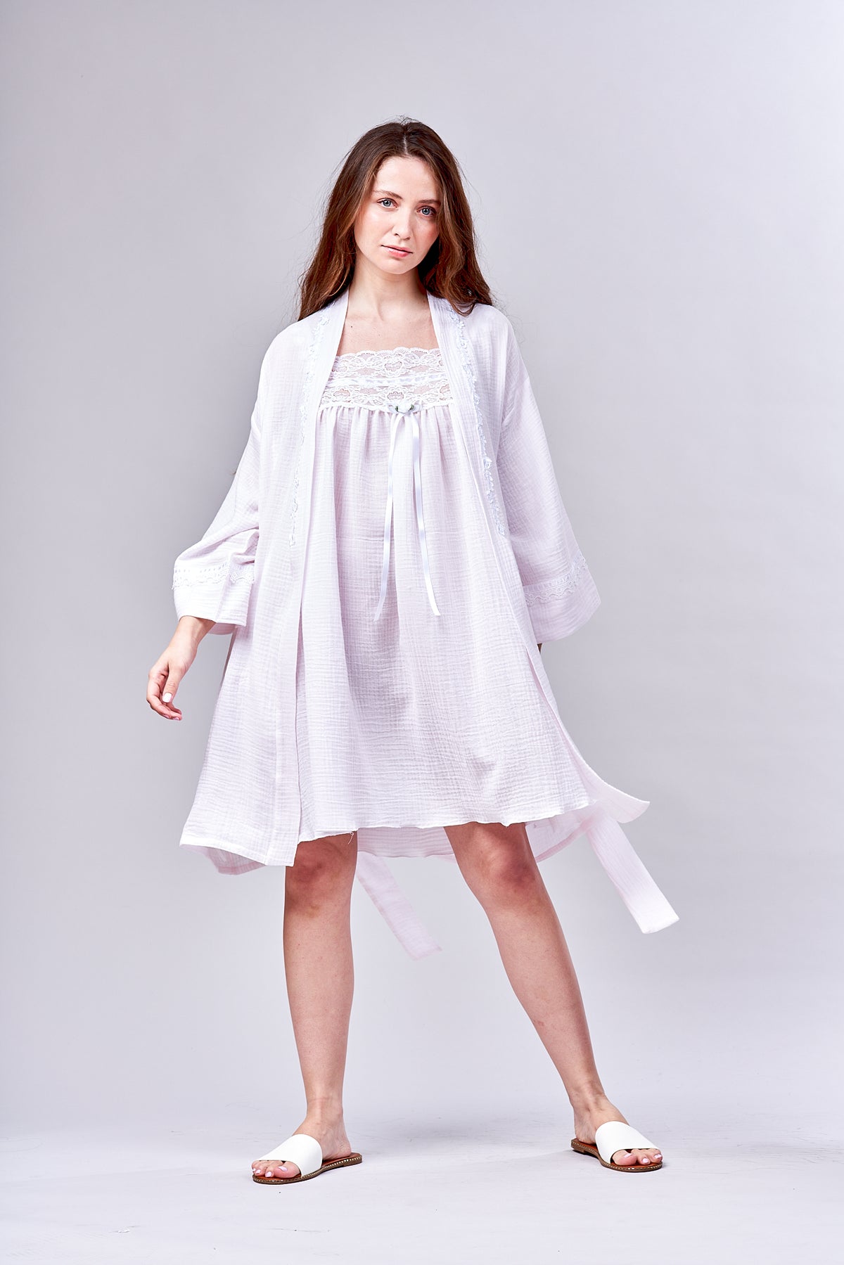 3031 -  Short Kimono- New White Gauze