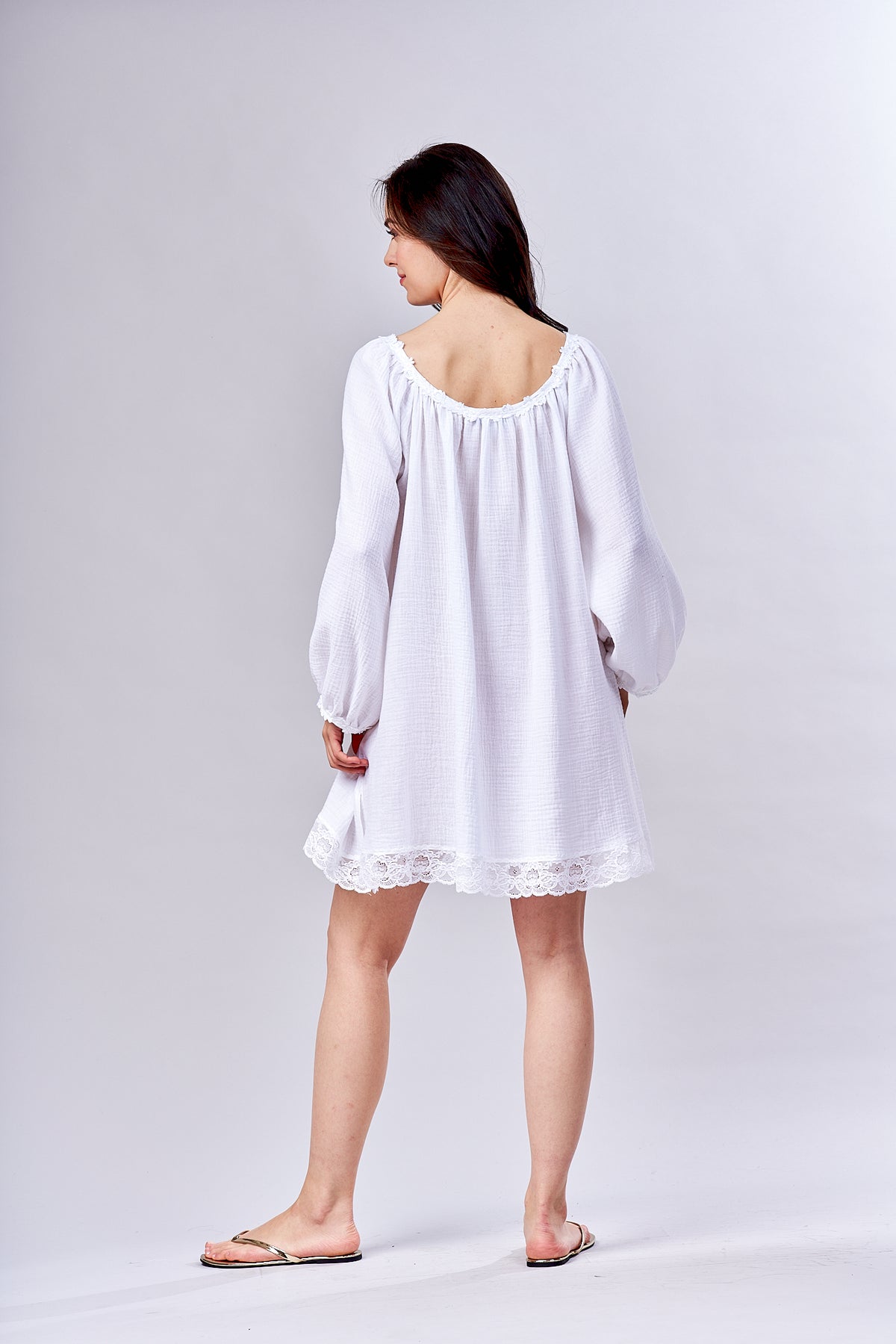 3023 - Short Nightshirt - New White Gauze