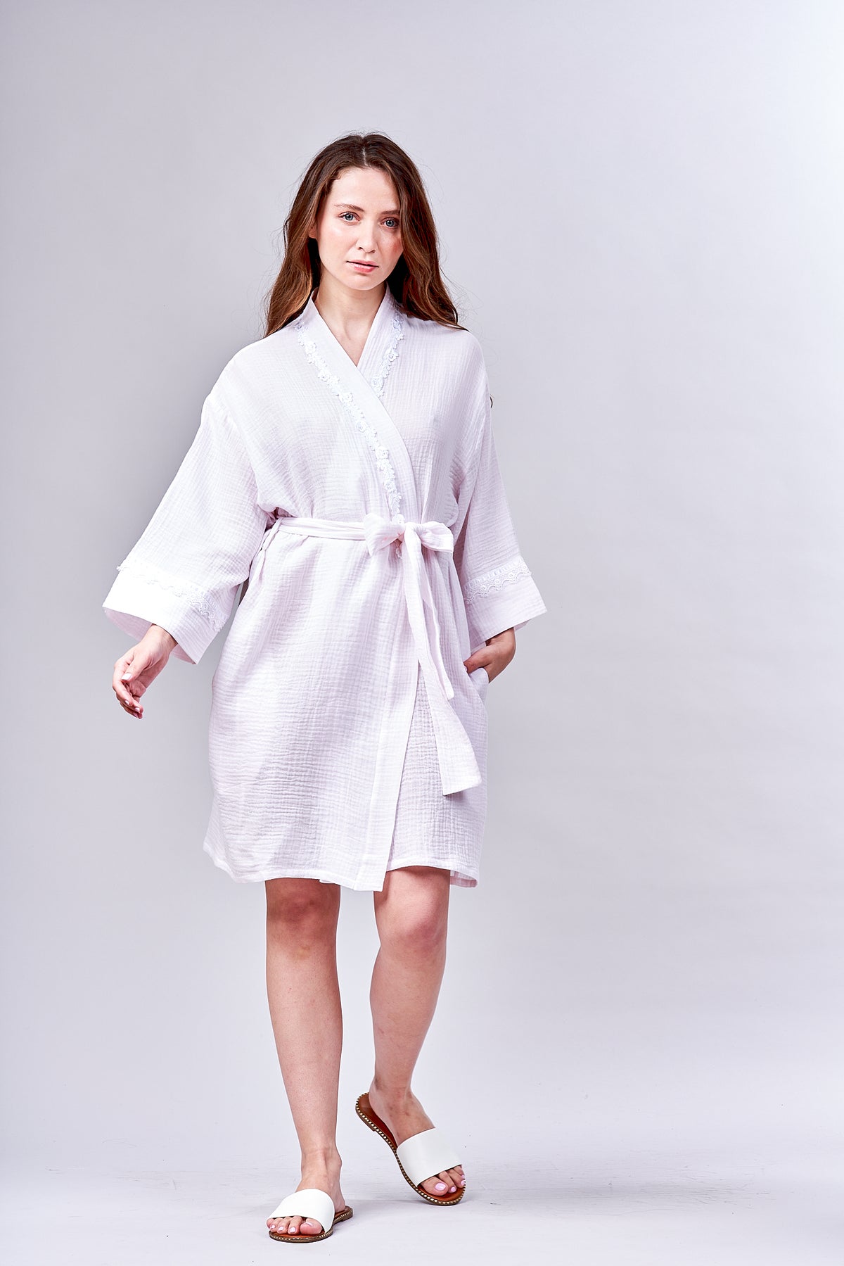 3031 -  Short Kimono- New White Gauze