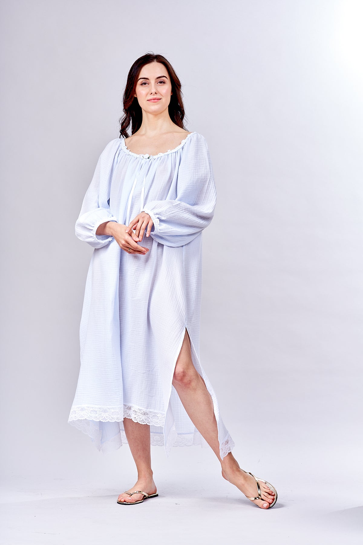 3024 - Long Nightshirt- New White Gauze