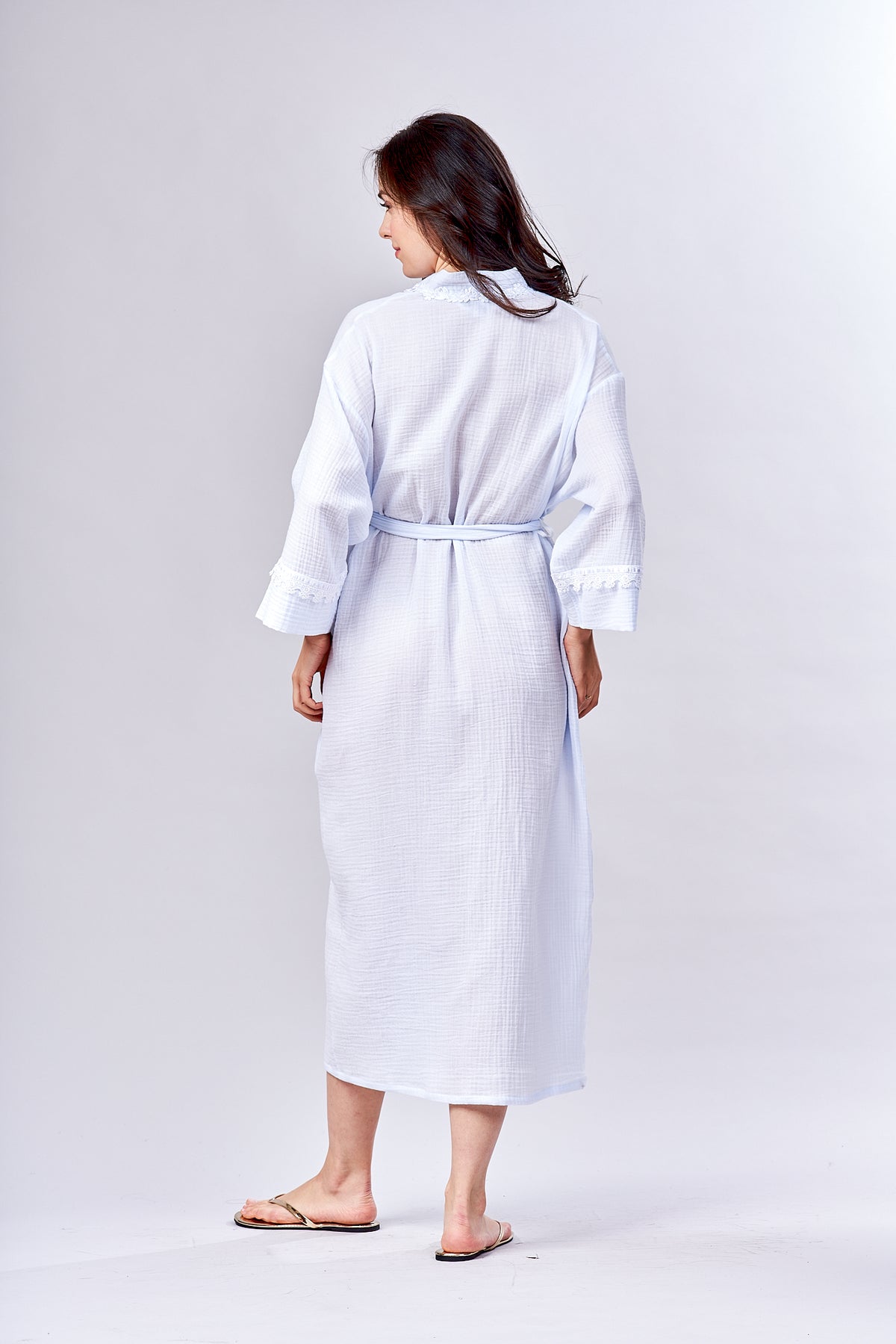 3032 -  Long Kimono Robe- New White Gauze