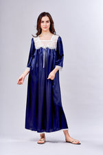 4509- Satin long gown w 3/4 sleeves