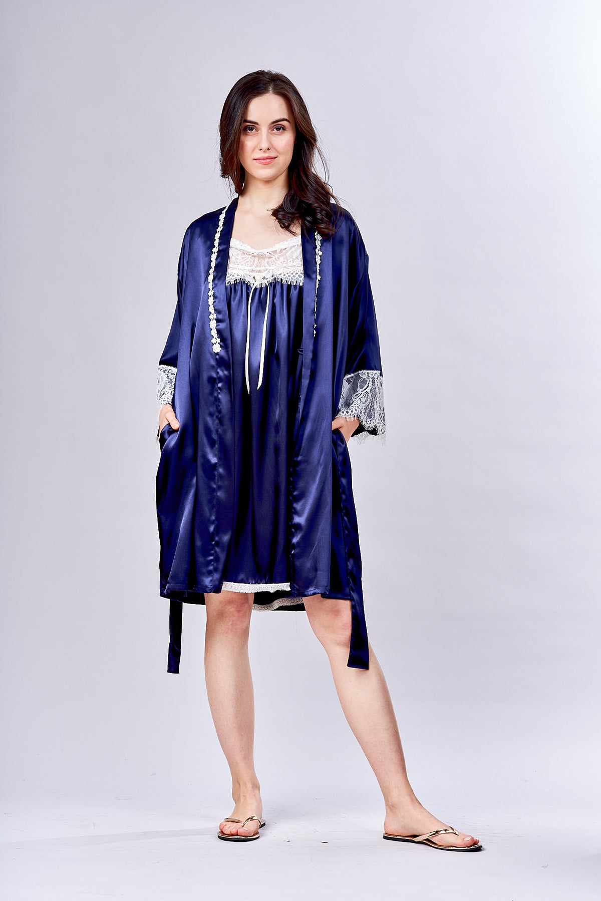 4511- Satin Short Kimono Robe