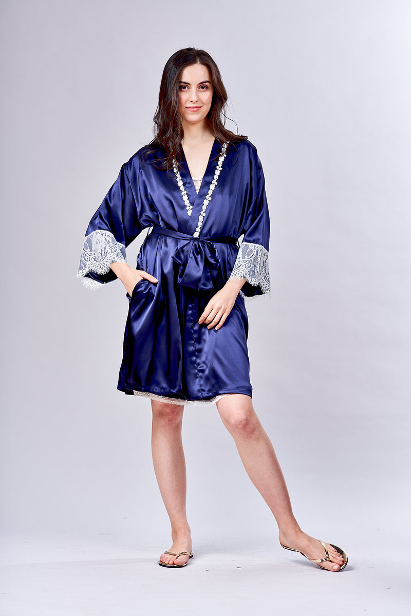 4511- Satin Short Kimono Robe