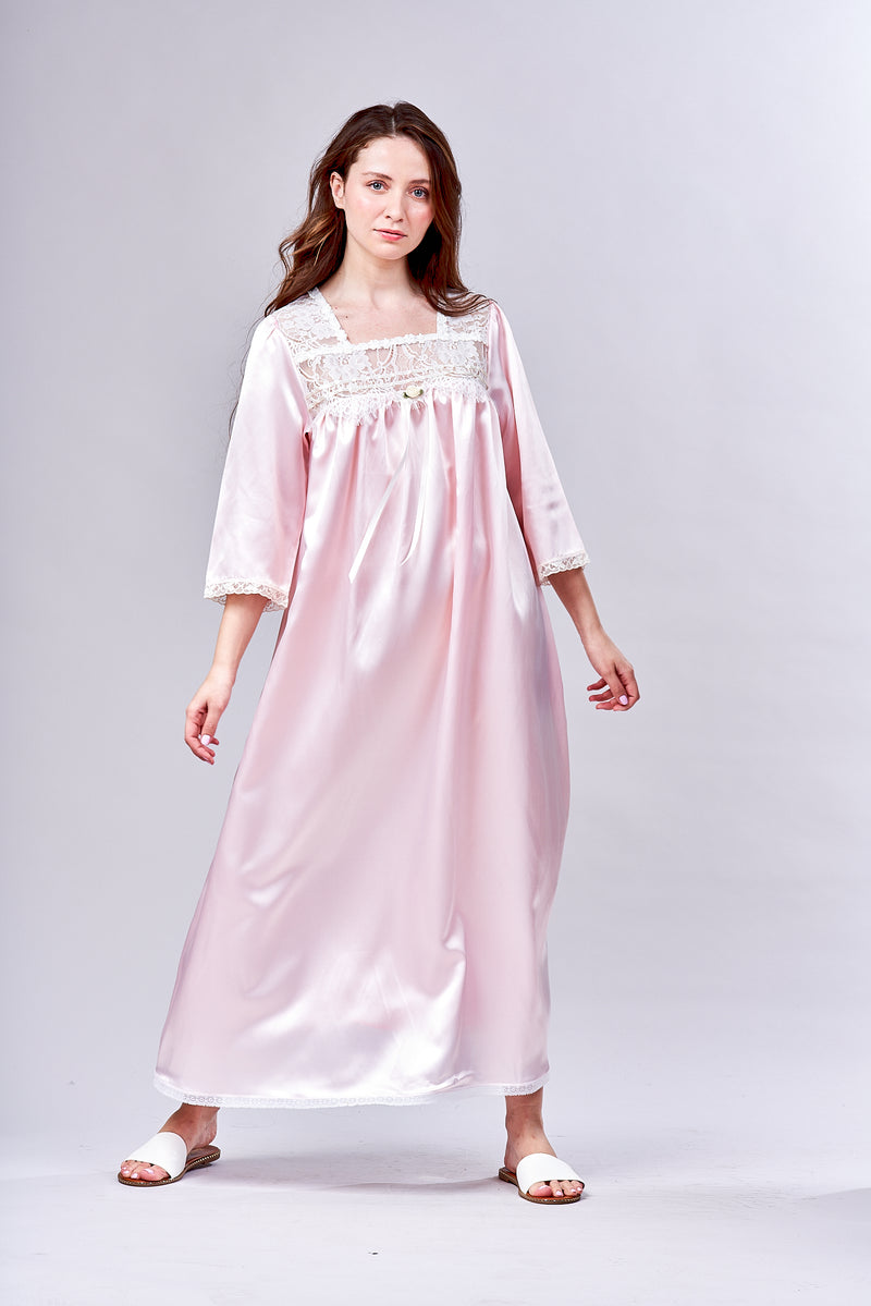 4023 - Long gown with lace yoke