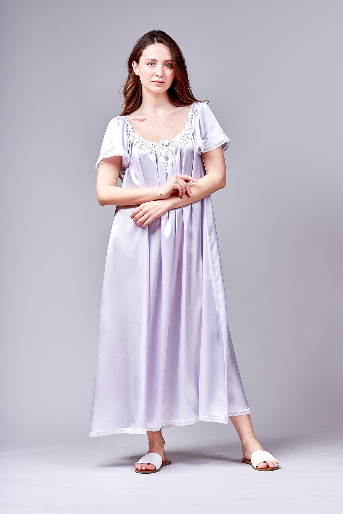 4025 - Long Gown with flare sleeves