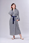 4527- Satin Stripe Long Kimono Robe