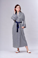 4527- Satin Stripe Long Kimono Robe