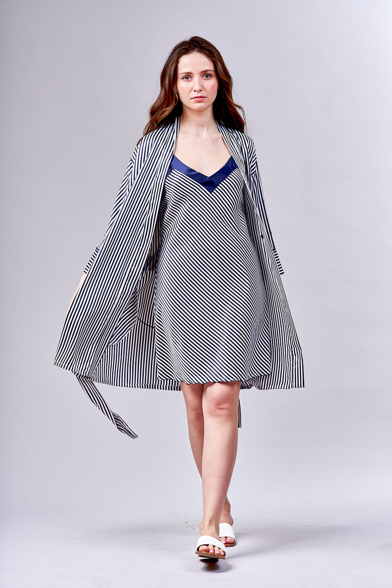 4520- Satin Stripe short gown