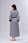 4525- Satin Stripe Long Shawl Collar Robe