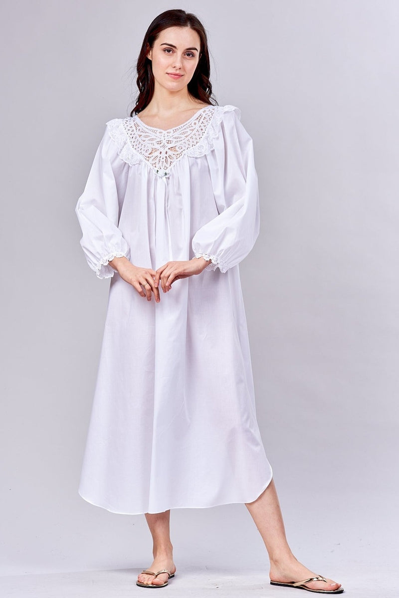 Charmour - Long micropolar henley nightgown - Morning bloom. Colour: blue.  Size: m