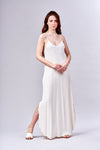 8508 Long sleeveless gown with Venice lace