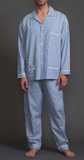Mens Blue & White Stripes Pajamas