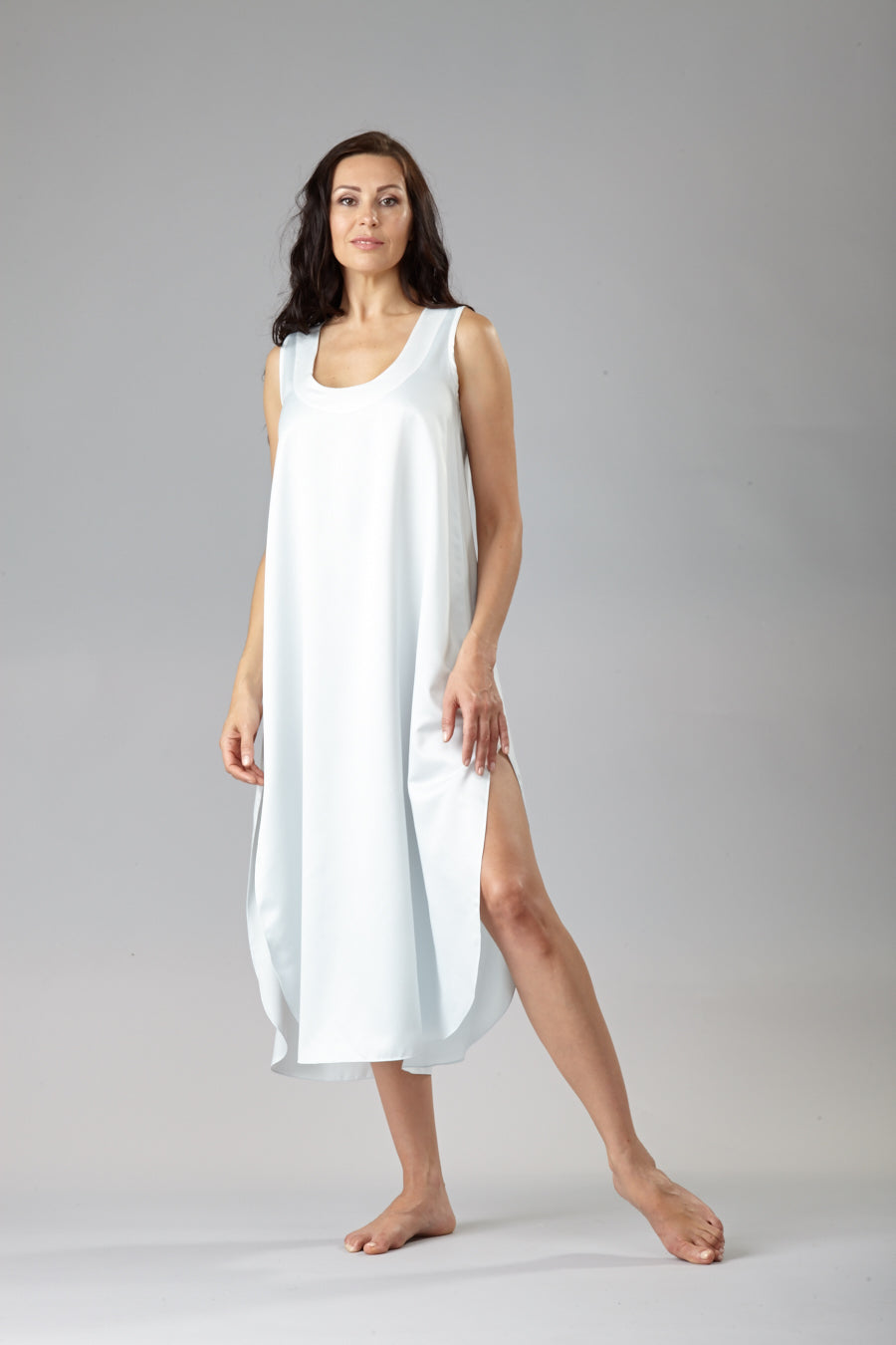 8002 - Cozy Satin Long Tank Gown