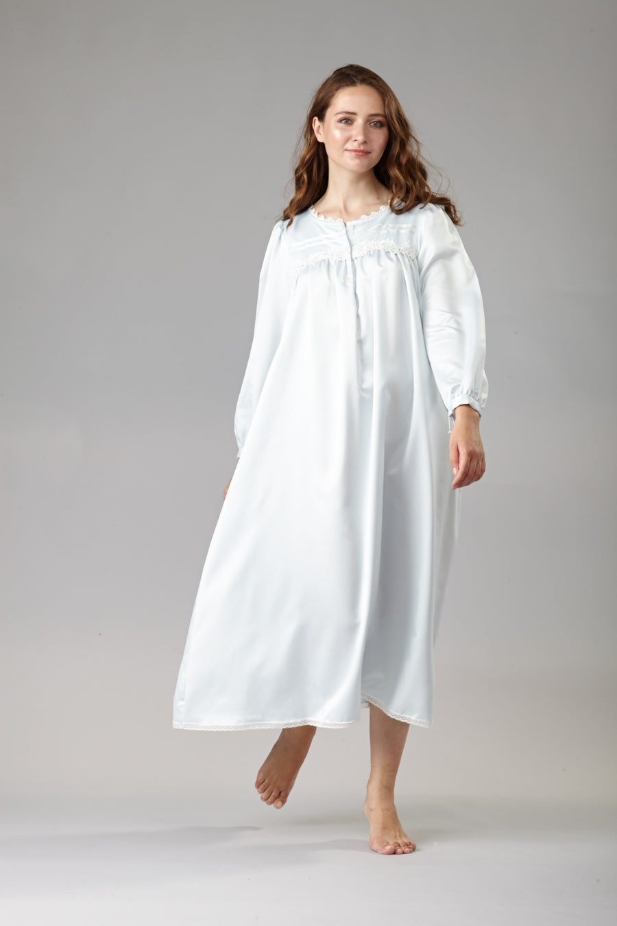 8015 - Cozy Satin long gown with yoke