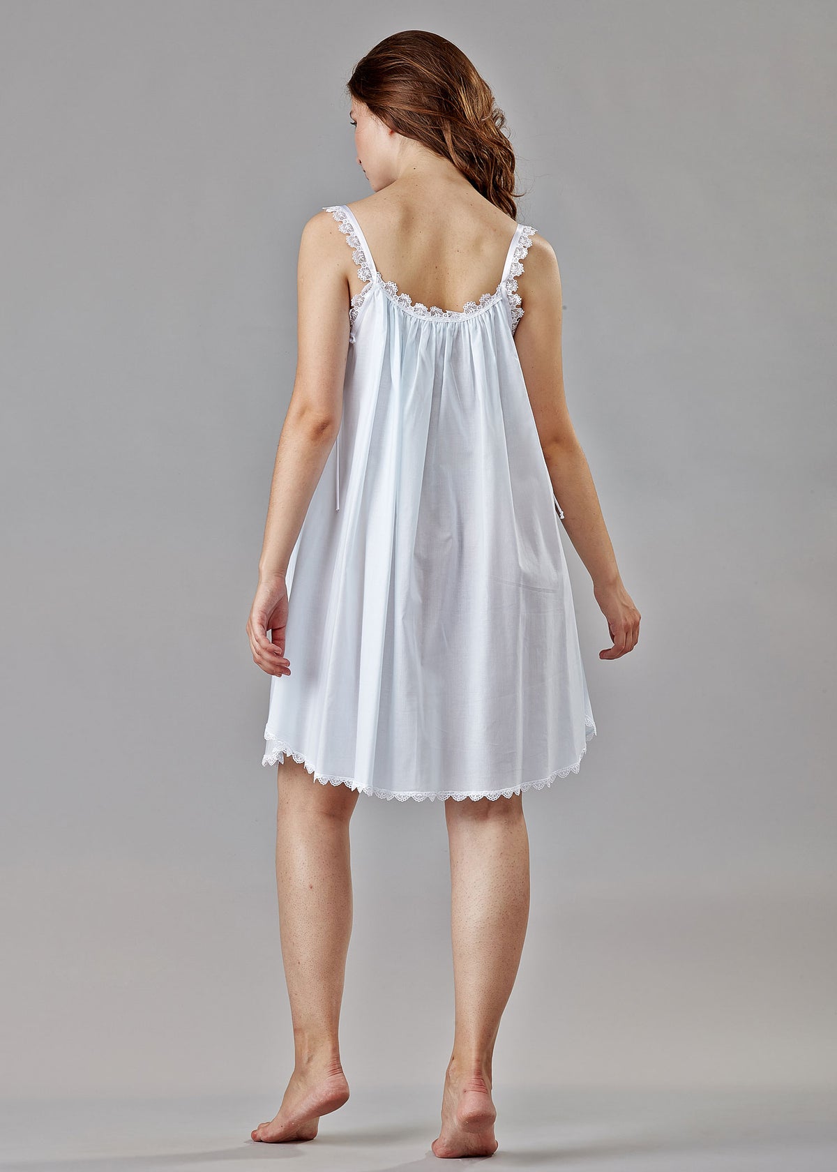 1203 -  Short gown with lace yoke