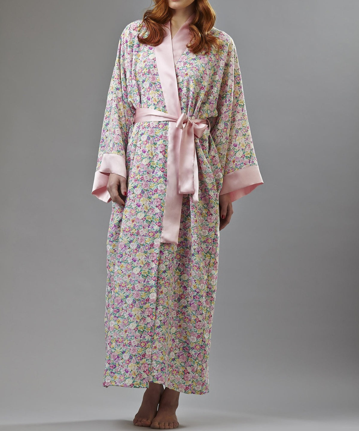 Silk flower print; Long Kimono  - Final sale- No returns