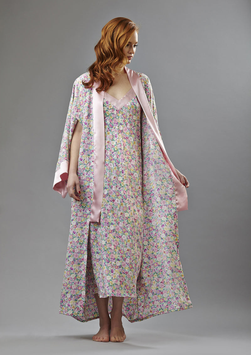 Silk flower print; Long Kimono  - Final sale- No returns
