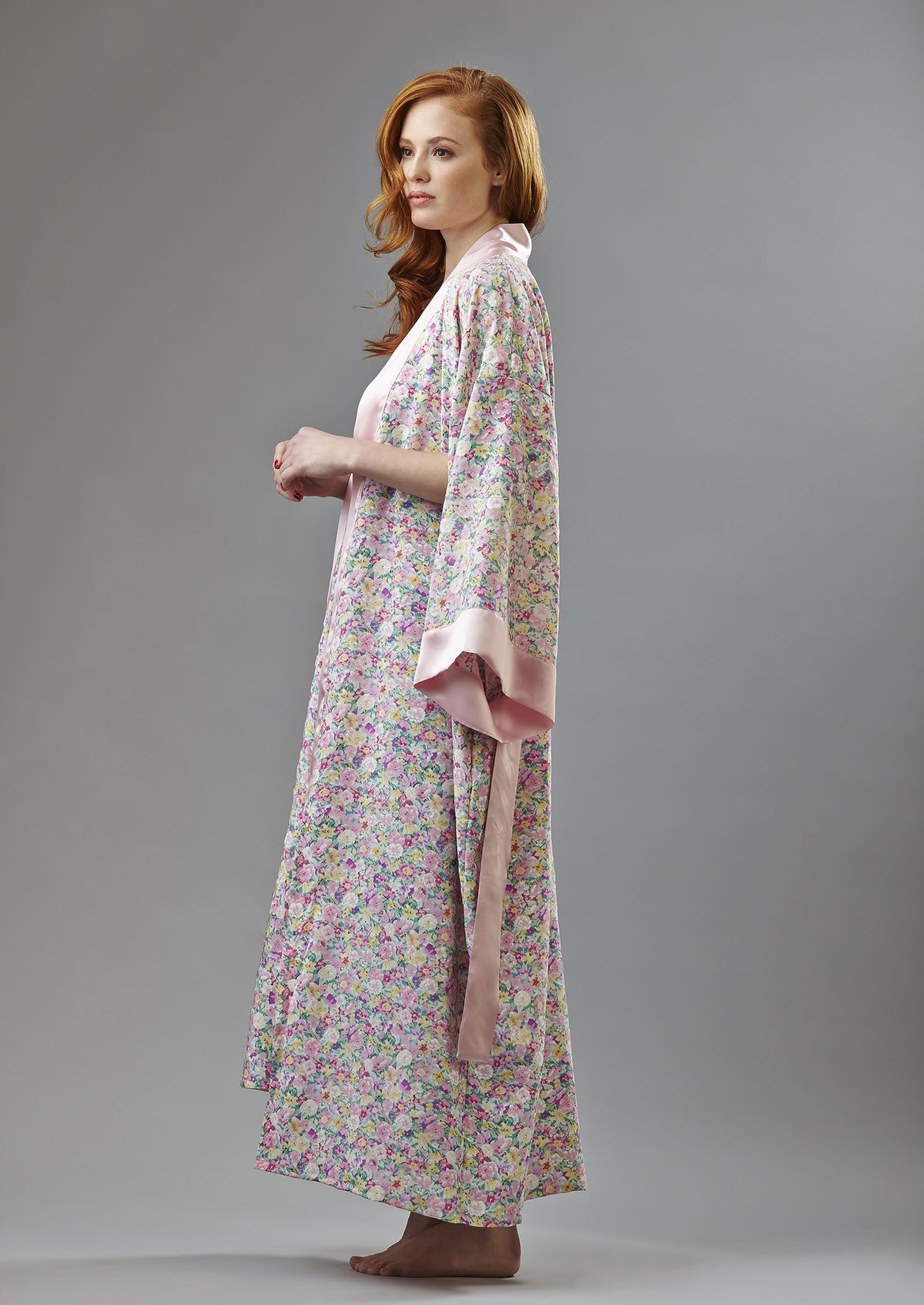 Silk flower print; Long Kimono  - Final sale- No returns