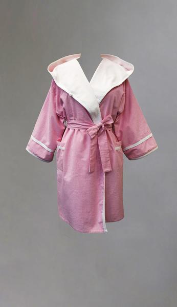6026 Seersucker robe,Terry lined - (to clear- final sale)