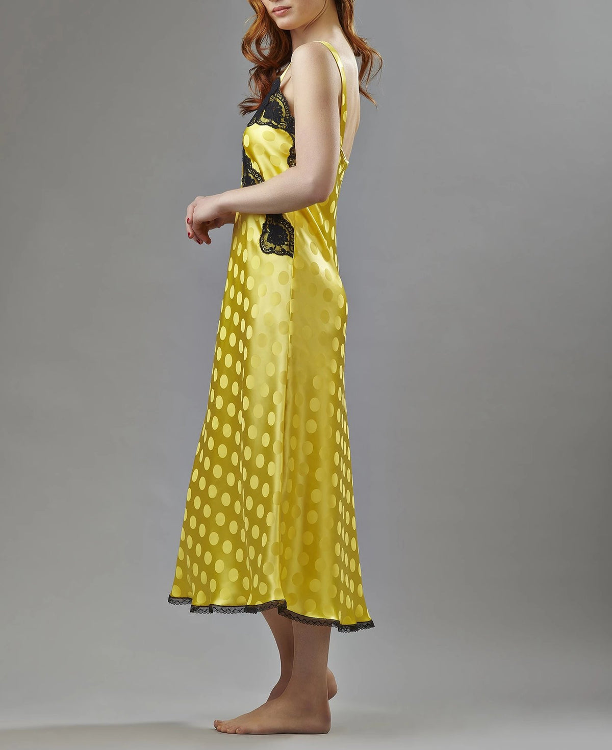39561 - Silk Jacquard long gown- on sale